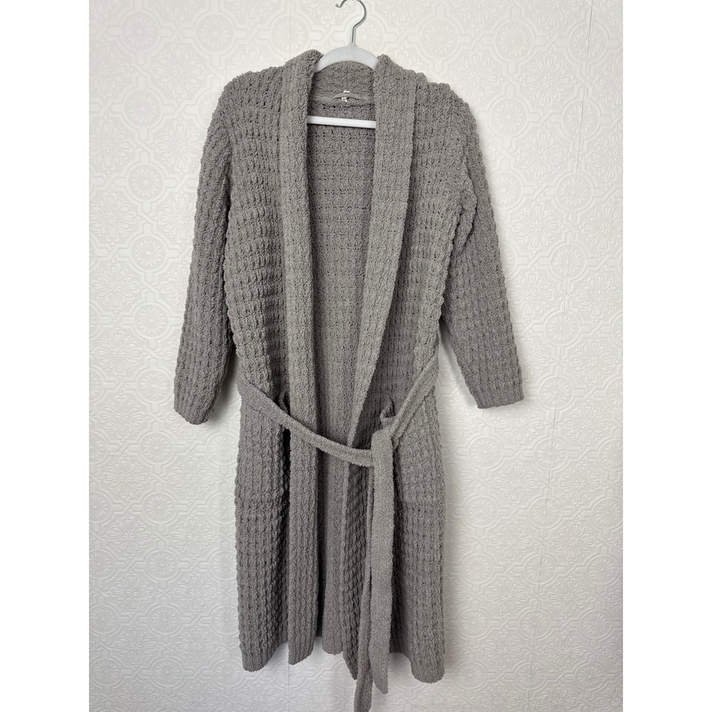 Pottery Barn Grayโ Popcorn Knit Plush Robe Small Shawl Collar Belted Loungewear